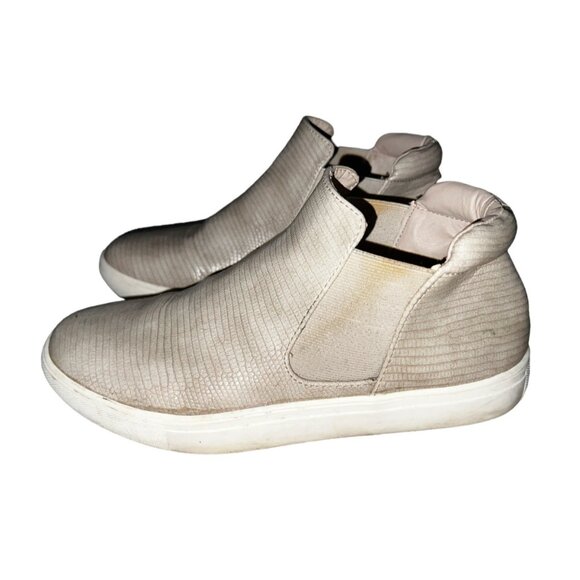 Coconuts Harlan Beige Snake Skin Ankle Chelsea High Top Sneakers Sz 7 Womens Fla - Picture 8 of 10